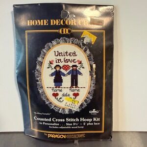 Paragon‎ Needlecraft Wedding Sampler Cross Stitch Hoop Kit Vintage 1986 New